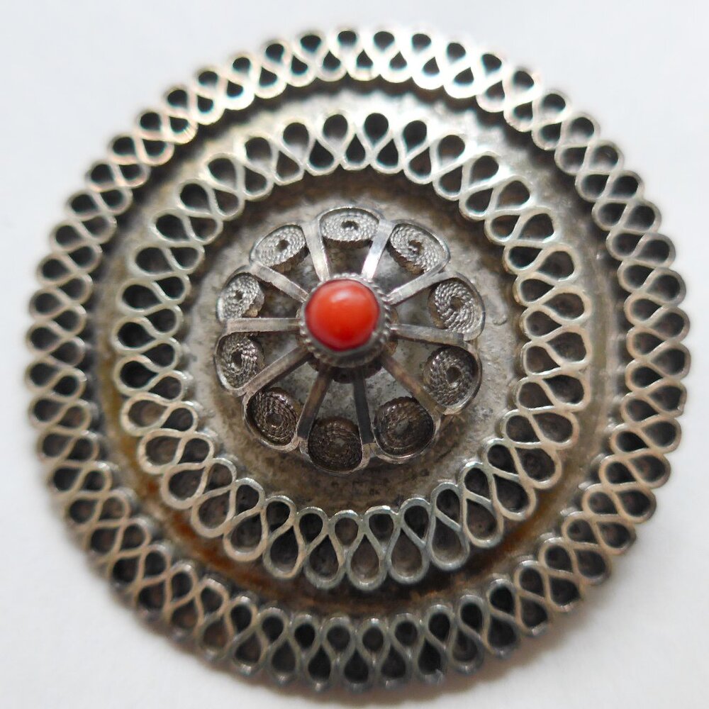 Sterling Silver Pin with Coral
